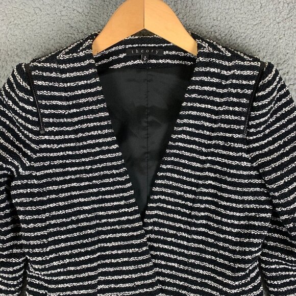 Theory Black and White Striped Blazer - Picture 4 of 13
